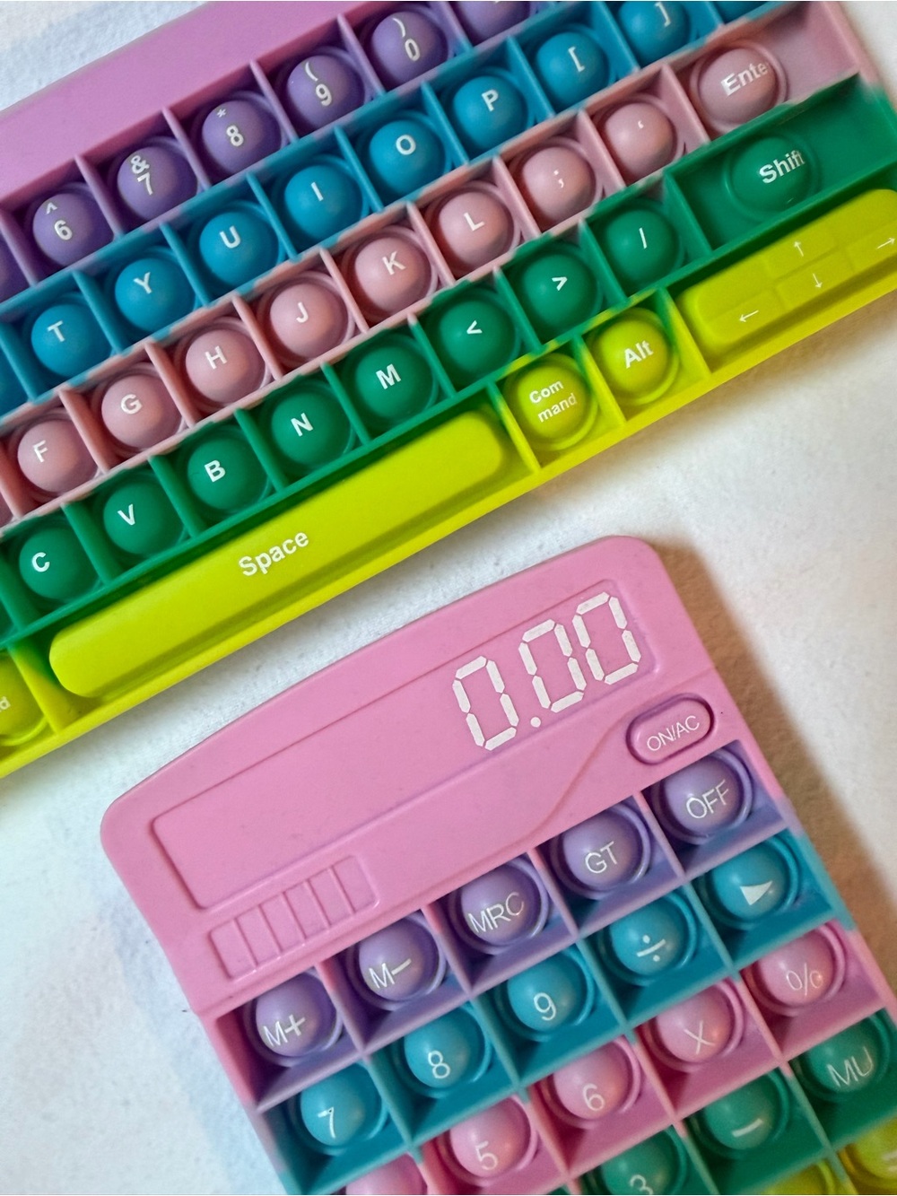 Multicolor Kids Pop-It Keyboard & Calculator Set - Pink/Teal/Green
